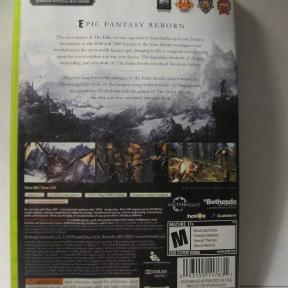Xbox 360 Video Game: Elder Scrolls V - Skyrim - Picture 2 of 4